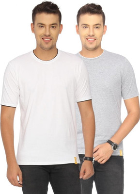 

Campus Sutra Solid Men Round Neck Grey, White T-Shirt(Pack of 2