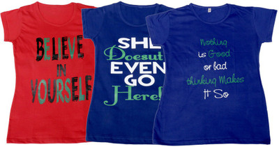 

IndiWeaves Girls Printed T Shirt(Multicolor, Red & blue & blue