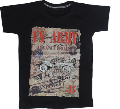 

Crux & Hunter Printed Boys Round Neck Black T-Shirt