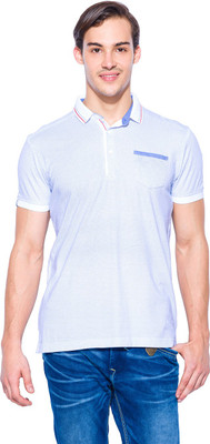 

Mufti Solid Men's Polo Neck White T-Shirt