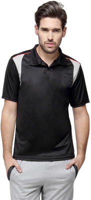 CAMPUS SUTRA Solid Men Polo Neck Black T-Shirt