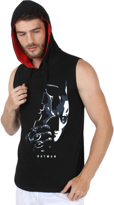 SayItLoud Printed Men's Hooded Black T-Shirt