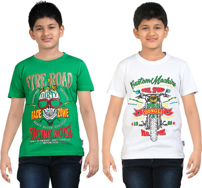 

FabTag - Dongli Boys Printed T Shirt(White, Pack of 2, Combo color