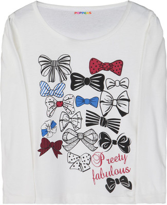 

Poppers by Pantaloons Girls Graphic Print T Shirt(White, Off white