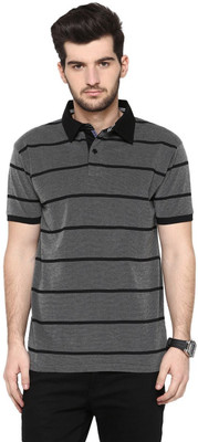 Cayman Striped Men's Polo Neck Black T-Shirt