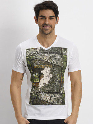 

Fritzberg Printed Men's V-neck White T-Shirt