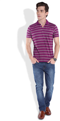 

Park Avenue Striped Men's Polo Neck Red T-Shirt