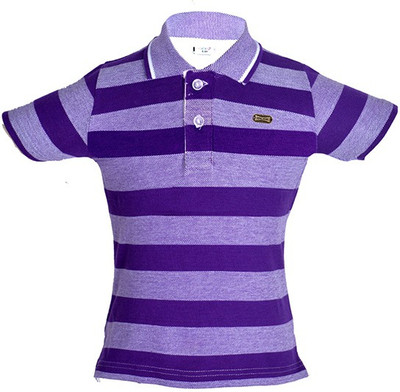

Gkidz Boys Striped Cotton T Shirt(Purple, Pack of 1