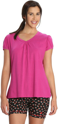 

Jockey Solid Women' V-neck Pink T-Shirt, Fuchsia red