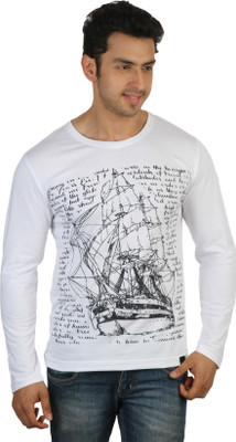 

Rigo Printed Men's Round Neck White T-Shirt