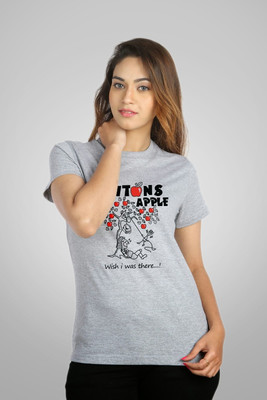 

Campus Sutra Printed Women' Round Neck Grey T-Shirt