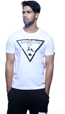 

Masculino Latino Printed Men' Round Neck Reversible White T-Shirt