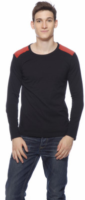 

Gritstones Solid Men' Round Neck Black T-Shirt