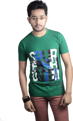 

Spur Printed Men's Round Neck Green T-Shirt