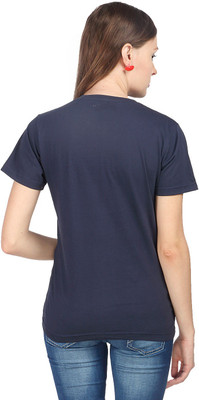 

Campus Sutra Printed Women' Round Neck Blue T-Shirt