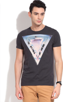

Jeanswest Australia Printed Men's Round Neck Grey T-Shirt, Charcoal