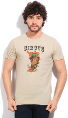 

Pepe Jeans Printed Men's Round Neck Beige T-Shirt, Sand