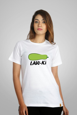 

Campus Sutra Printed Women's Round Neck White T-Shirt