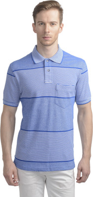 

WRIG Striped Men's Polo Neck Green T-Shirt