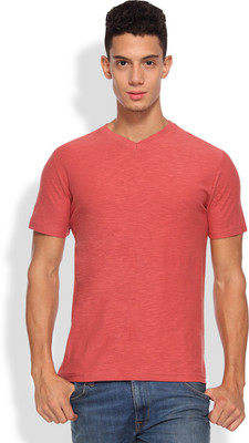 

Arise Self Design Men' V-neck Red T-Shirt, Faded red