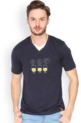 

Campus Sutra Solid Men V-neck Dark Blue T-Shirt