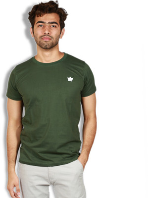 

Goswhit Solid Men's Round Neck Dark Green T-Shirt, Deep olive