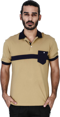 

Mr Button Solid Men' Polo Neck Brown T-Shirt, Mustard