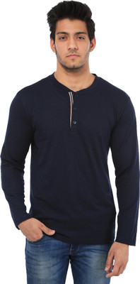 

Five Stones Solid Men's Henley Dark Blue T-Shirt, Navy blue