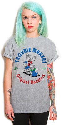 

Monzter Popcornz Graphic Print Women's Round Neck Grey T-Shirt, Heather grey