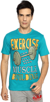 

Ajile by Pantaloons Printed Men's Round Neck Light Green T-Shirt, Aqua green