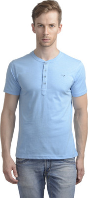 

WRIG Solid Men's Henley Blue T-Shirt, Blue;sky