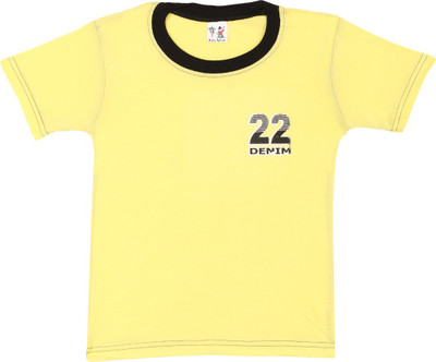 

SR Kids Boys Solid Cotton T Shirt(Yellow, Pack of 1
