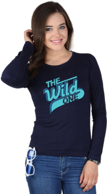 

SayItLoud Printed Women's Round Neck Blue T-Shirt, Navy blue