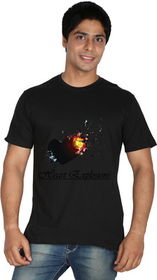 Trendster Printed Men' Round Neck Black T-Shirt
