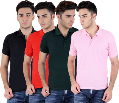 

Sanvi Traders Solid Men Polo Neck Multicolor T-Shirt(Pack of 4