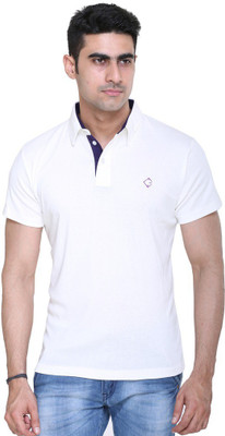 

Colors & Blends Solid Men' Polo Neck White T-Shirt, Off-white