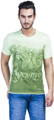 

Avengers Printed Men' Round Neck Green T-Shirt, Green glow single