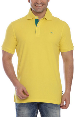 

Park Avenue Solid Men's Flap Collar Neck Yellow T-Shirt
