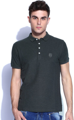 

883 Police Solid Men's Polo Neck Grey T-Shirt
