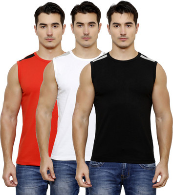 

Casual Tees Solid Men' Round Neck White, Black, Red T-Shirt(Pack of 3, Black;red;white