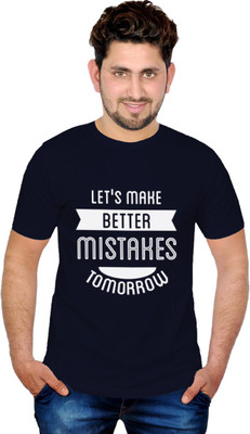 

INKIT Graphic Print Men' Round Neck Dark Blue T-Shirt, Navy blue