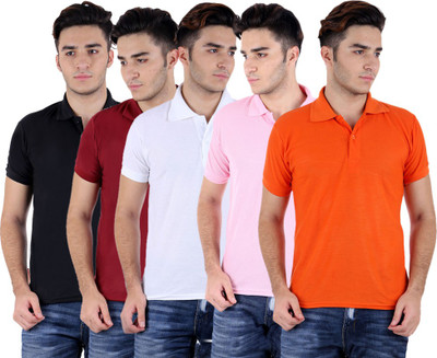 

Sanvi Traders Solid Men Polo Neck Multicolor T-Shirt(Pack of 5