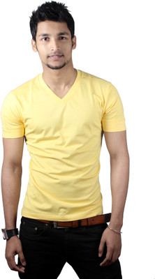 

Spur Solid Men' V-neck Yellow T-Shirt, Lemon