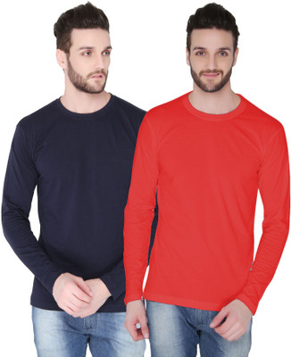 

Joke Tees Solid Men's Round Neck Dark Blue, Red T-Shirt(Pack of 2, Navy blue;red