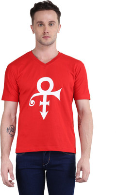 BRITISH TERMINAL Self Design Men V Neck Red T-Shirt