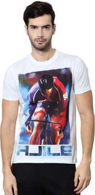 

Ajile by Pantaloons Graphic Print Men's Round Neck White T-Shirt