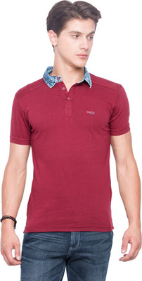 

Mufti Solid Men's Polo Neck Maroon T-Shirt