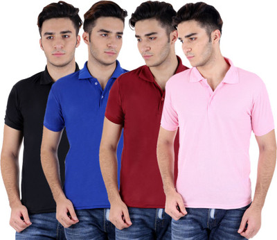 

Sanvi Traders Solid Men Polo Neck Multicolor T-Shirt(Pack of 4