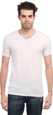 

Tees Collection Solid Men's V-neck White T-Shirt