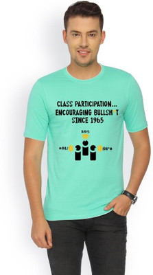 

Campus Sutra Printed Men Round Neck Green T-Shirt